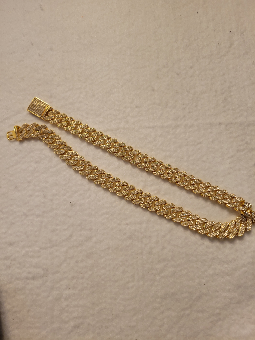 Iced Out Cuban Link Chain Necklace 24" Gold